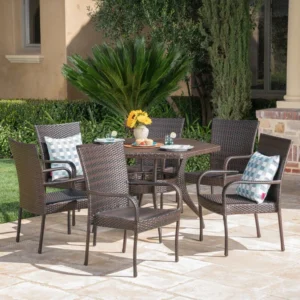 Esposito Outdoor Patio Dining Set 6 Chairs and 1 Table (Brown)