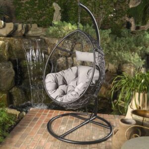 Grey Rattan and Wicker Swing Chair