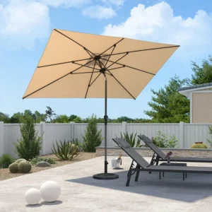 BOX Crank and Tilt Outdoor Patio Market Umbrella with Visible Hand Crank System